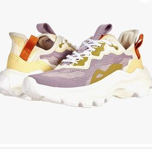 SOREL Kinetic Breakthru Day lace shoe sneaker Shale Mauve/Tranquil Yellow size 7